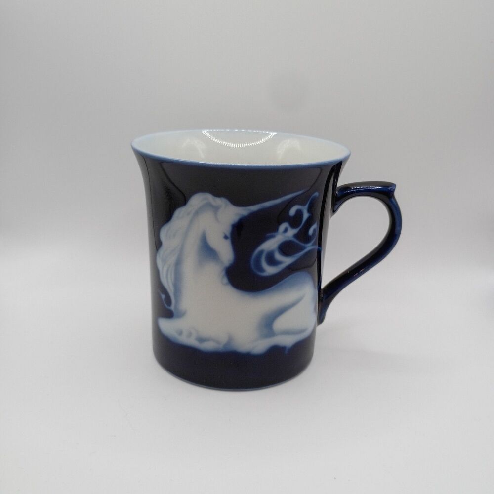 Vintage Takahashi blue and white unicorn mug